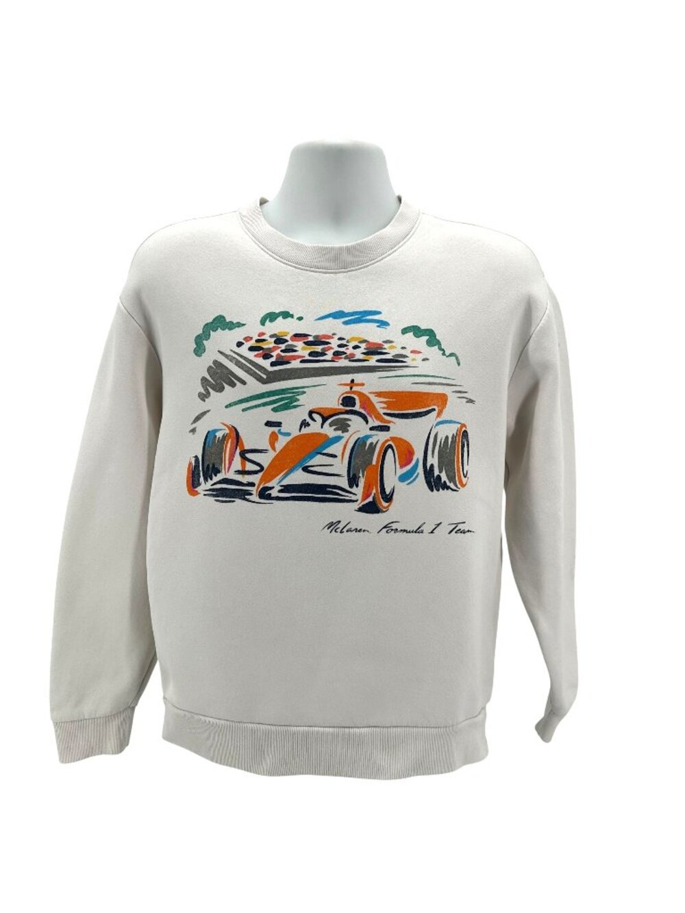 Mclaren Mens Small Sweatshirt Formula 1 Team Racing Race Car Graphic Ivory